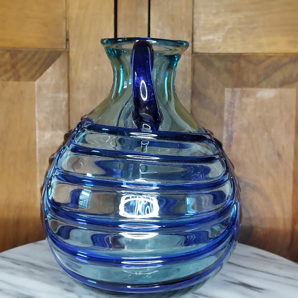 Recycled Glass Pitcher Blue - Picture 11 of 14